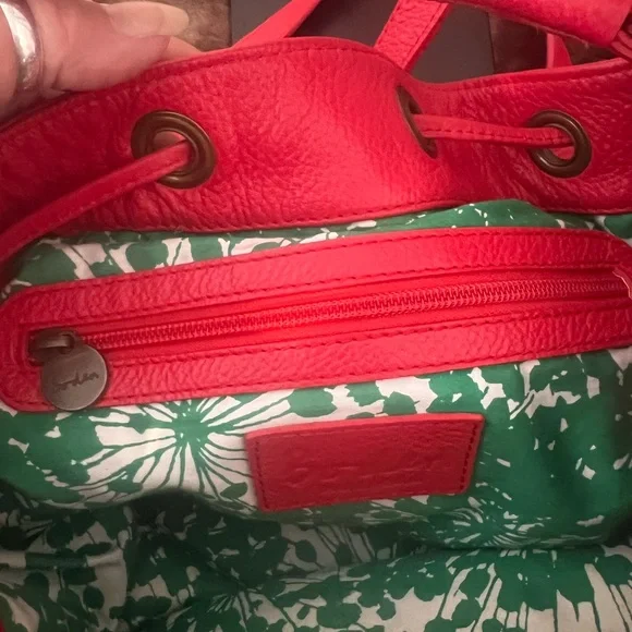 Boden Cherry Red Bucket Tassel Bag - Picture 2 of 11